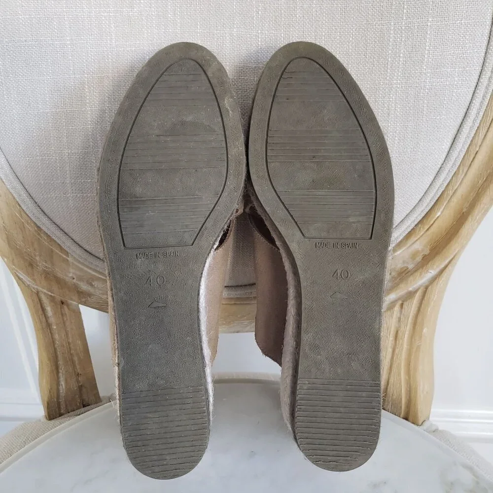 Anthropologie Paseart Tan Suede Boho Cross Strap Ombre Wedge Espadrille Slide 40